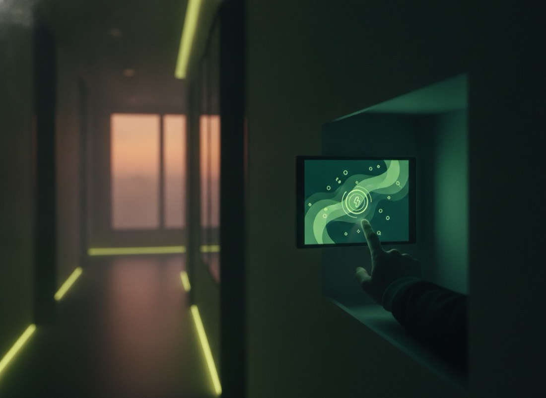 Smart wall panel showing a minimal energy interface